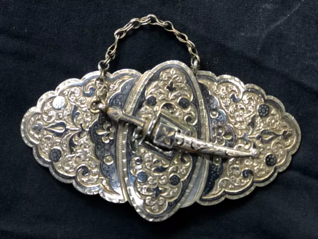 Exquisite Russian Niello/Silver Gilt Buckle