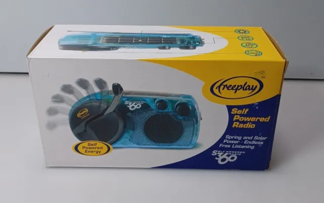 Freeplay S360 Self Powered Energy Radio Clear Blue Spring and Solar Power
