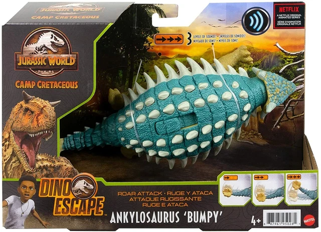 JURASSIC WORLD CAMP Cretaceous Roar Attack Ankylosaurus Bumpy Figure ...