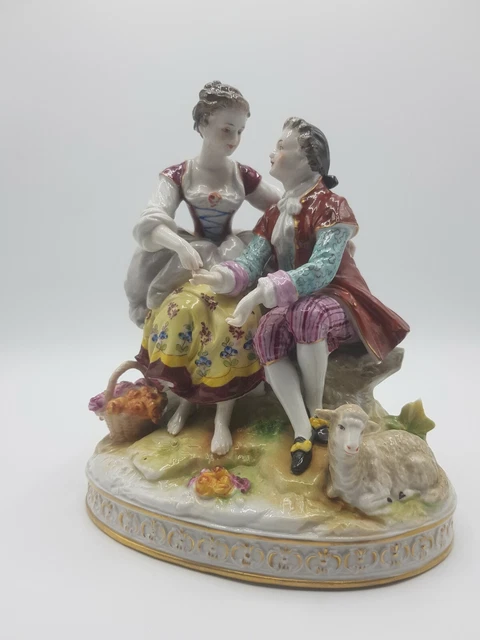 Groupe en Porcelaine de Saxe, XIXe Siècle.
