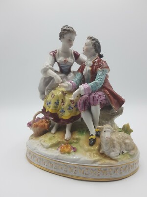 statue danseuses porcelaine porcelain peinte allemande meissen porzellan XXe 