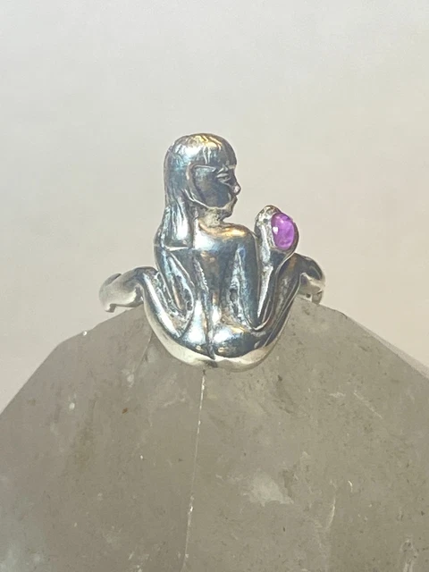 NAKED LADY RING lady figurative long flowing hair sterling silver women