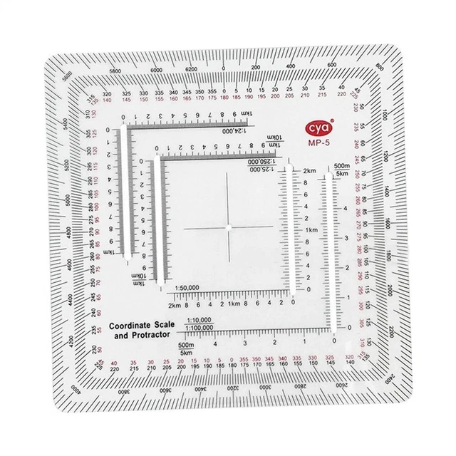 PROTRACTOR MAP PROTRACTOR Measuring Ruler Coordinate Scale Protractor ...