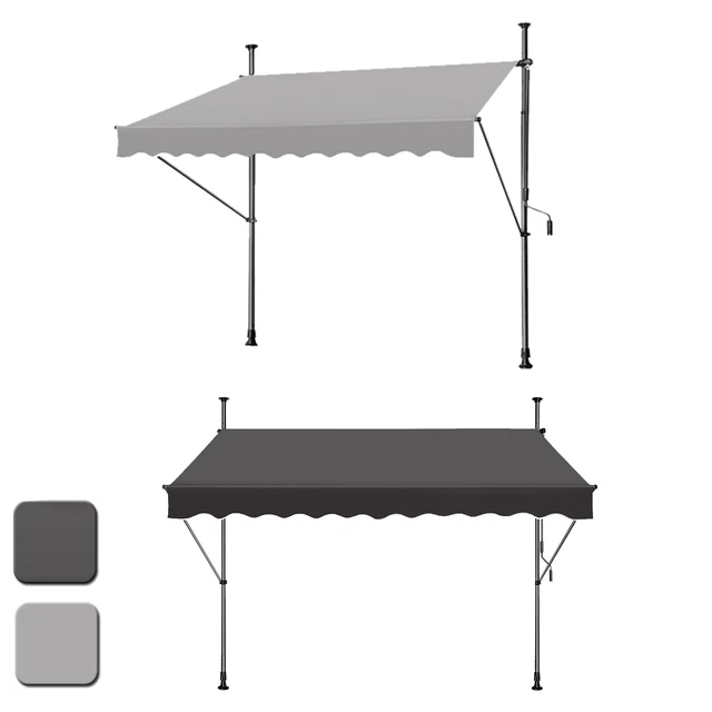 Store Banne Rétractable Manuel 300x250 Cm - Protection UV Et Pluie - Pour Terrasse, Fenêtre Ou Porte