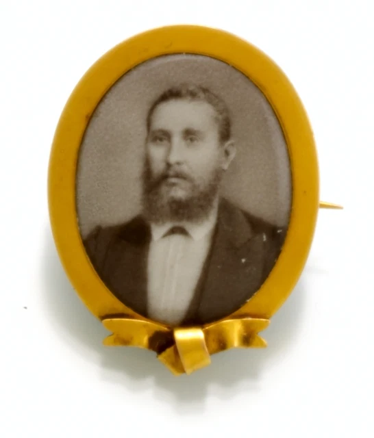 18K Gold Rahmen Gestempelt Andenken Brosche CA1903