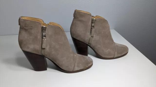 Rag & Bone Margot Suede Ankle Booties, 3inch Block Heel, Taupe, Size 37