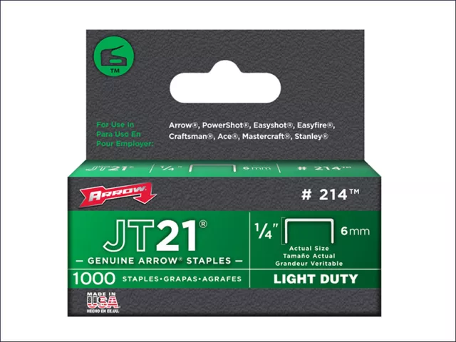 Arrow JT21 T27 Carrelli scatola 6 mm 1/4 pollici 5000 ARRJT2114