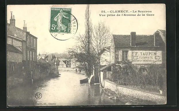 CPA Clamecy, Le Beuvron, vue prise de l´Avenue de la Gare 1908