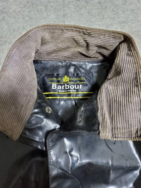 Vintage 1970's Barbour Coat Size M Black Pvc