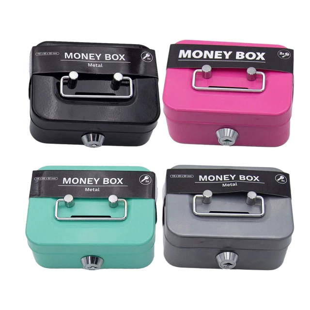 LOCKABLE CASH BOX Deposit Slot Petty cash Money Box Safe with 2 keys