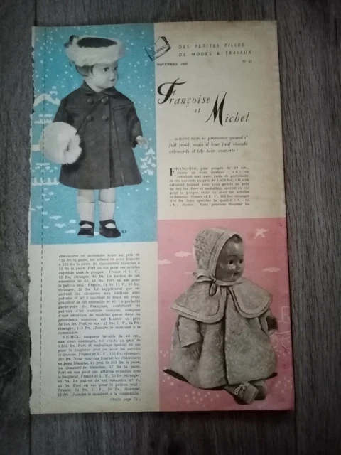 Page De Patron De Poupée Françoise - Magazine Modes Et Travaux De Novembre 1971 - Occasion