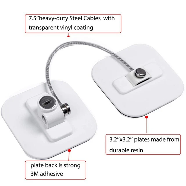 Frer Lock with Key for Child Safety,Locks to Lock Fridge and Cabinets-3Pack W7F2 3