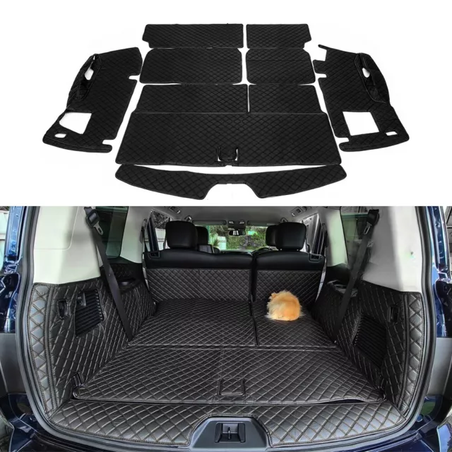 Black Trunk Mat Boot Liner Cargo Protector Suit For Nissan Patrol Y62 2017-2023 3