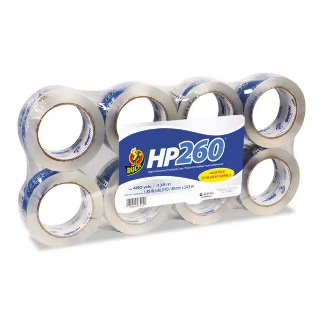 Duck Brand HP 260 1.88 in. x 60 yd. Clear Acrylic Packing Tape, 8-pack