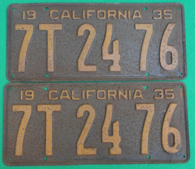 Pair 1935 California License Plates