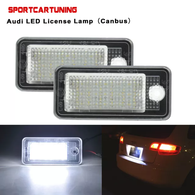 White LED License Plate Lights Error Free For Audi A3 A4 B6 B7 A6 C6 S6 A8 S8 Q7