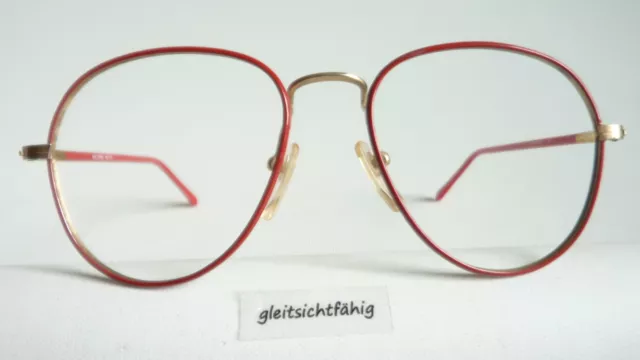 Rote Panto-Brille Brillengestell Vintagefassung Metall große Gläser unisex Gr. M