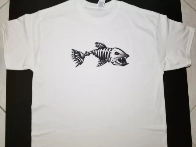 💥Brand New FEROCIOUS SKELETON FISH T-Shirt ferocity fishbone fish bone fishing⚡