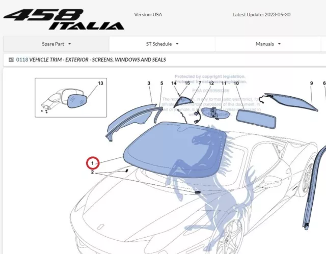 Ferrari New 458 Coupe Factory Windshield #81362600 Ferrari PHL,P/UP ONLY!!