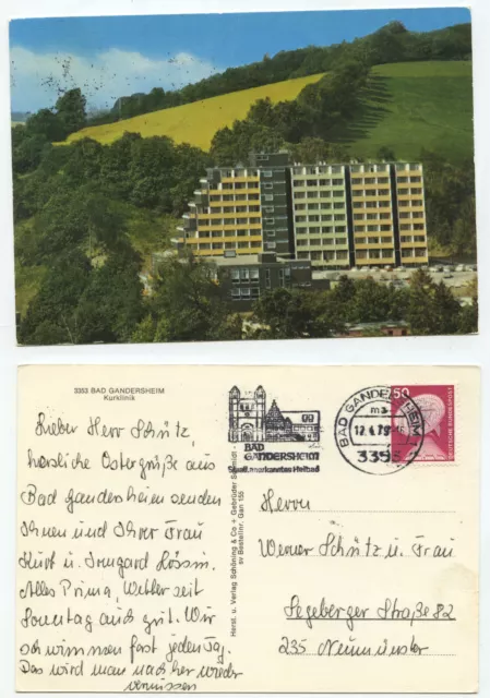 19154 - Bad Gandersheim - spa clinic - postcard, advertising stamp 12.4.1979