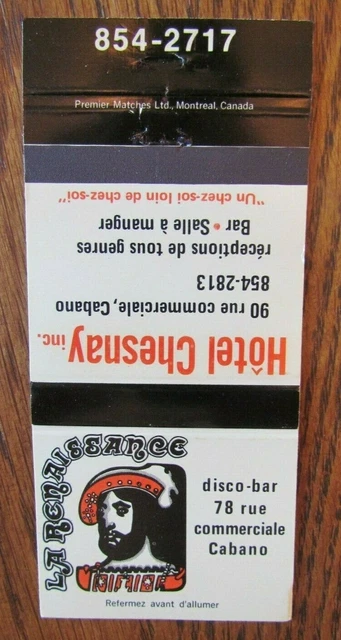 Cavalier Matchbook Matchcover: Renaiseance (Cabano, Quebec) -E13