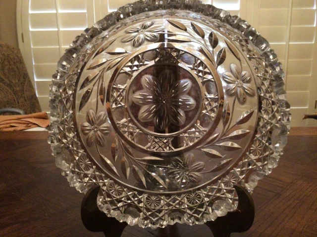 Antique American Brilliant Cut Crystal 8” Bowl