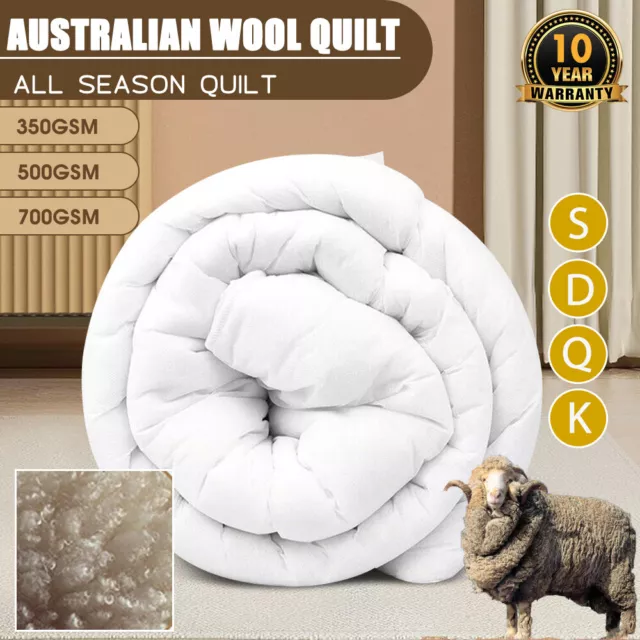 350/500/700GSM Australian Merino Wool Quilt Duvet Doona Summer Winter All Size