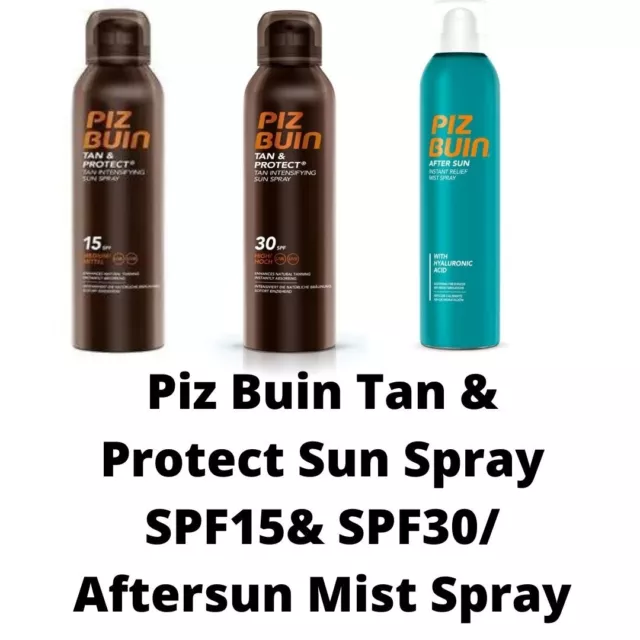 Spray solar Piz Buin Tan & Protect FPS15/30 150 ml cada uno y spray de niebla posterior 200 ml