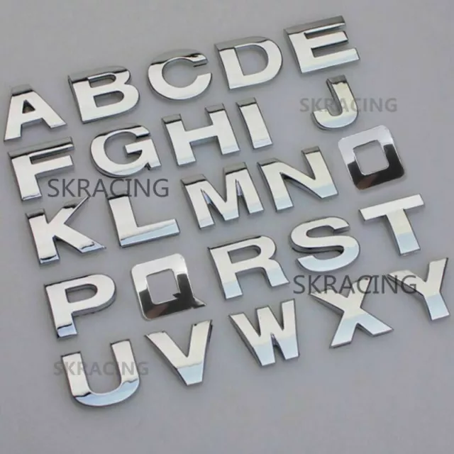 Car (A-Z) 3D LOGO Metallic Alphabet Sticker Emblem Letter Badge Decal Chrome DIY