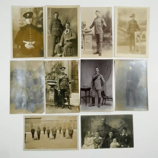 Job Lot 10 Real Photo Postcards Military. Uniforms. Soldiers Early 20th century?