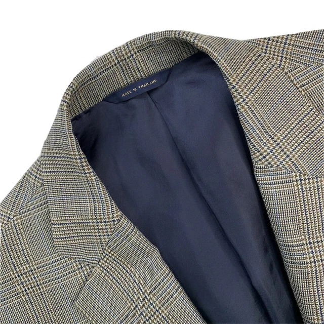 Uomo 44 R Brooks Brothers 1818 Madison Marrone Chiaro Glen Plaid Seta / Lana