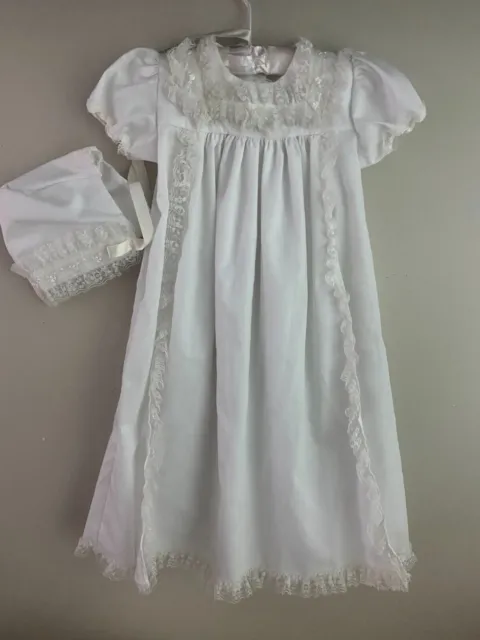 VINTAGE ALEXIS BABY 3 Mos White Baptism Christening Long Gown Dress ...