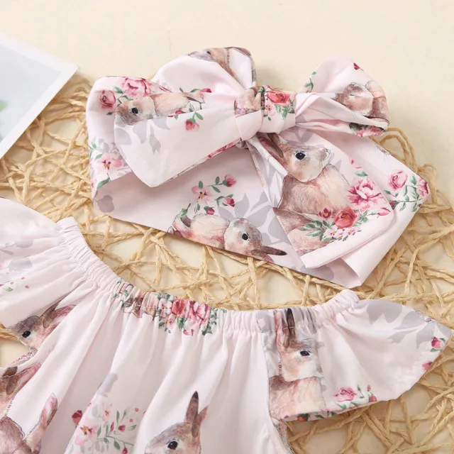 Set fascia body romper baby coniglietto di Pasqua abito stampato neonato 0-24 M 7
