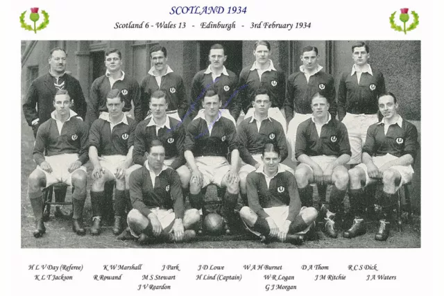SCOTLAND 1934 (v Wales, 3rd February) RUGBY TEAM PHOTOGRAPH