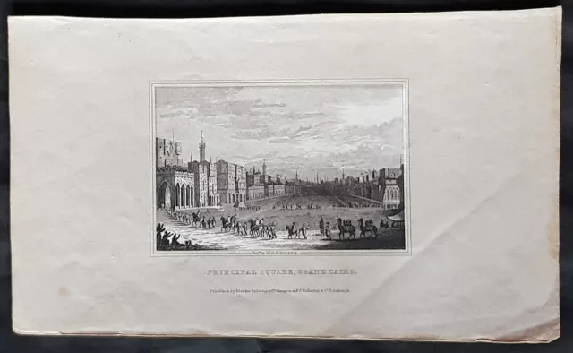 1866 Blackie & Sons Antique Print Viewof the Main Square of Cairo, Egypt