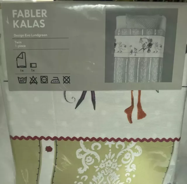 Ikea Fabler Kalas Twin Duvet Cover & Pillow Case Circus Animal New In Package