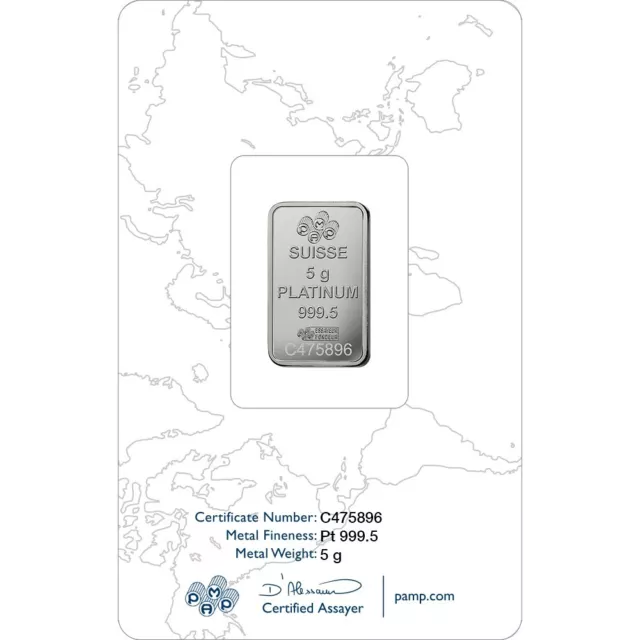 Pamp Suisse Fortuna 5 gram Platinum Bar 999.5 Fine in Sealed Assay - In Stock 2