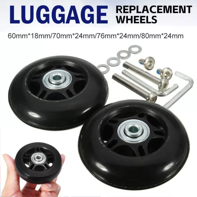 2pcs Luggage Suitcase Wheels Replacement Axles Wrench Repair Tools 60/70/76/80mm