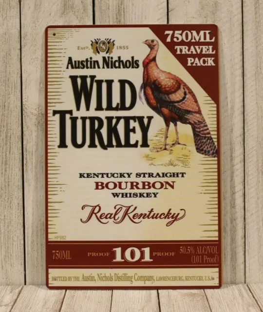 Wild Turkey Bourbon Tin Metal  Poster Sign Whiskey Bar Liquor Store Man Cave XZ