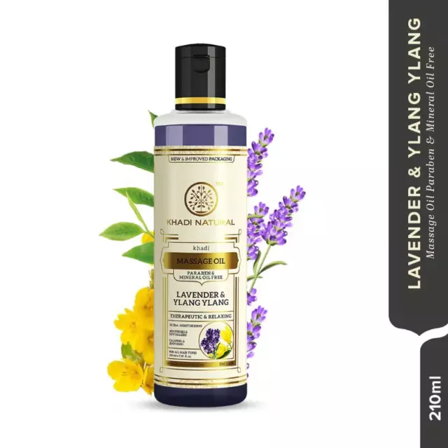 Khadi Natural Lavender & Ylang Ylang Massage Oil Nourishes & Revitalizes 210ml