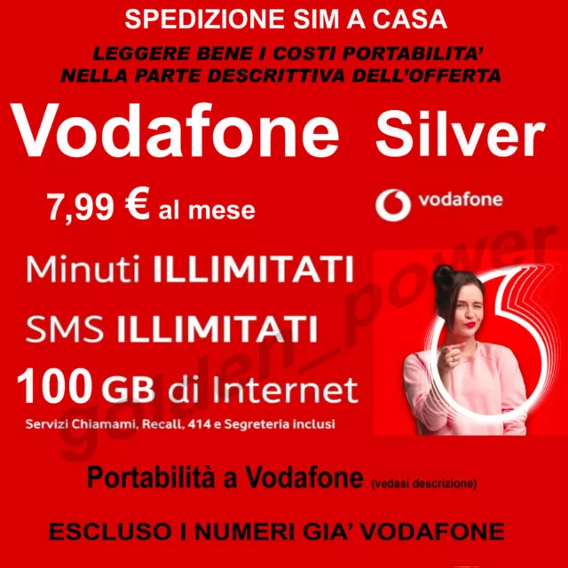 Passa a Vodafone 100 GB MIN.SMS ILLIMIT. da TIM-WIND3-VERY-KENA-HO a 7,99€ /mese