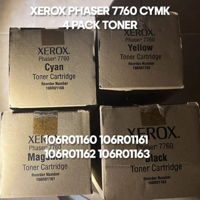 4 Pack of Xerox Phaser 7760 Toner CYMK  106R01160 106R01161 106R01162 106R01163