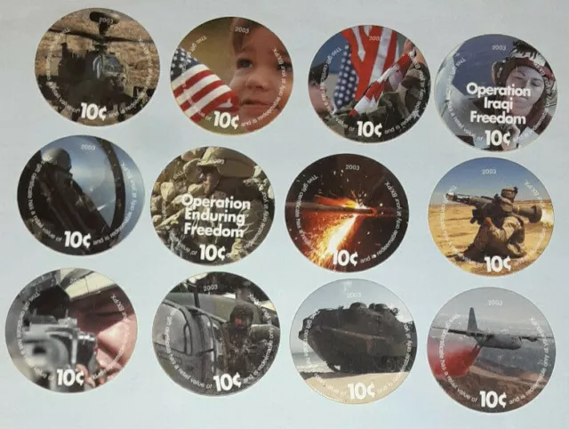 3th Print Set 10 Cent AAFES  Pogs 2003 printing  AU. Military Tokens