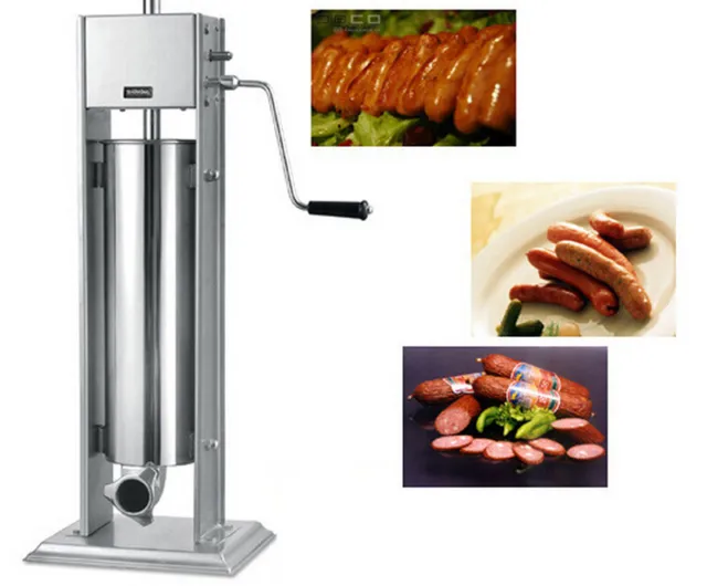 7L Manual Vertical Sausage Stuffer Stainless Steel Meat Filler Machine Brand New