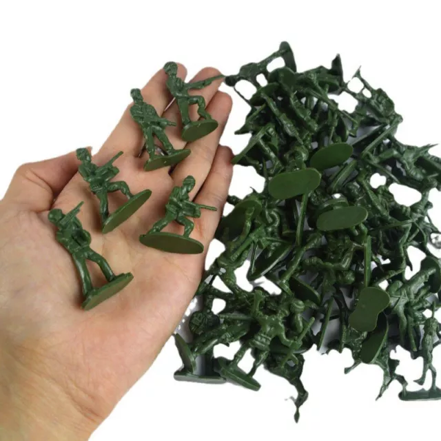 100 x TOY SOLDIERS Plastic GREEN COLOURED Kids SOLDIER Toys FIGURES Army Men UK