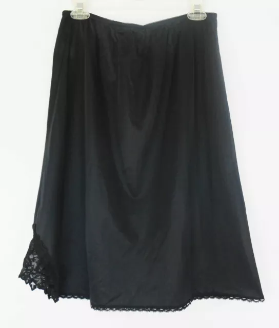 💖 INNER IMAGE Vintage Silky Nylon Black Half Slip Skirt Nightie Lace Trim 18/20 2