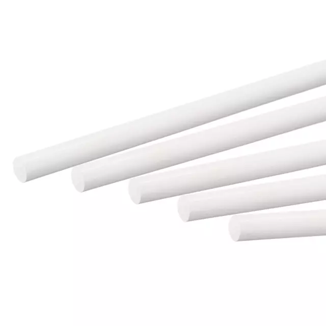 ABS Plastic Rod Round Solid White Bar 5.2mmx250mm for DIY Model Material, 5pcs