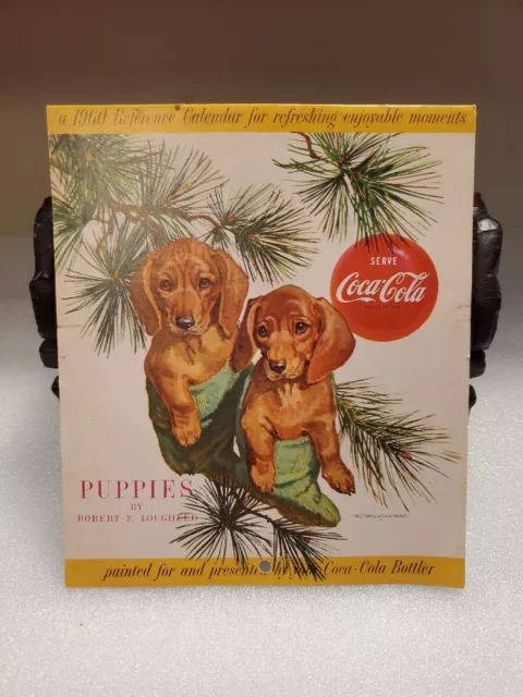 Vintage 1960 Coca-Cola Calendar Puppies by Robert E. Lougheed