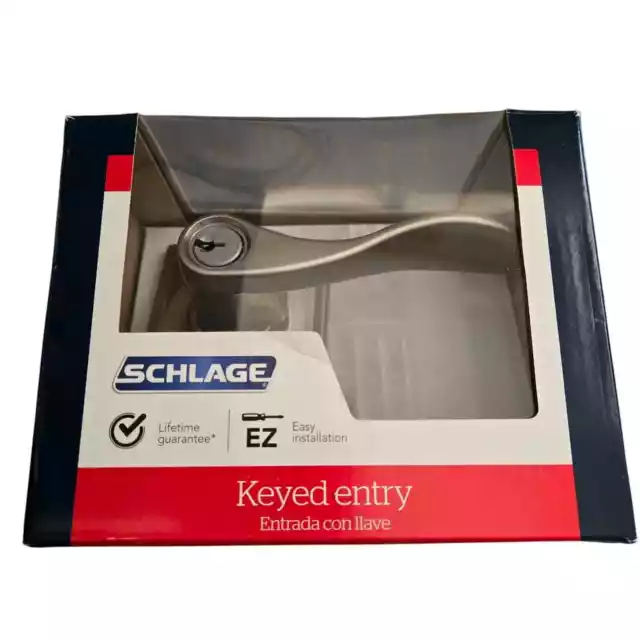 Schlage Keyed Entry Door Lever Handle Accent Satin Nickel F51 V ACC 619 open box