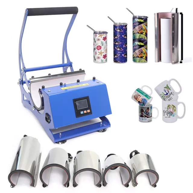 6 in1 Tumbler Mug Heat Press Machine 6*Coaster for Mug Cup Bottle Cup Baking New